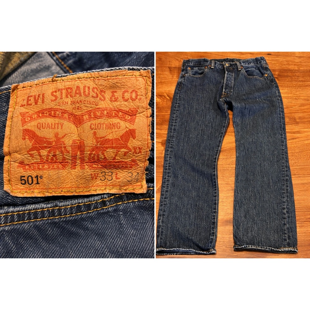 Levi's 501 Original Fit Jeans Men 33x31 Button Fly Straight Leg‎ Denim